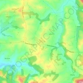 Domezainの地形図、標高、地勢