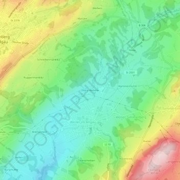 Obere Webereiの地形図、標高、地勢