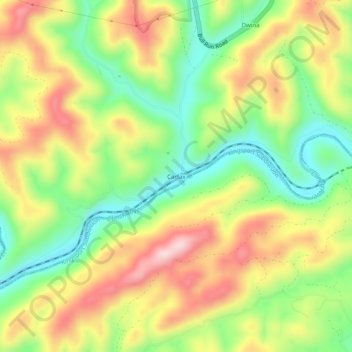 Carfaxの地形図、標高、地勢