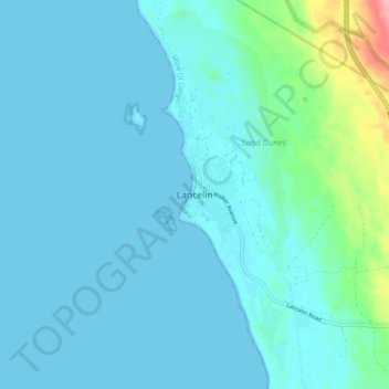 Lancelinの地形図、標高、地勢