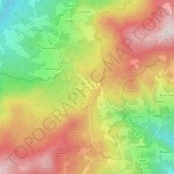 Centocrociの地形図、標高、地勢