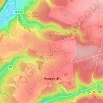 Saint-Mauriceの地形図、標高、地勢