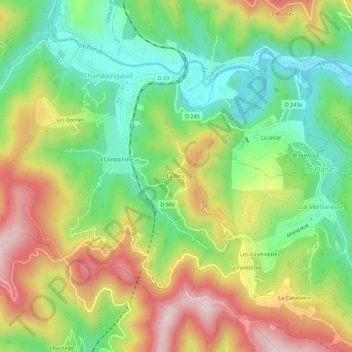 La Bescの地形図、標高、地勢