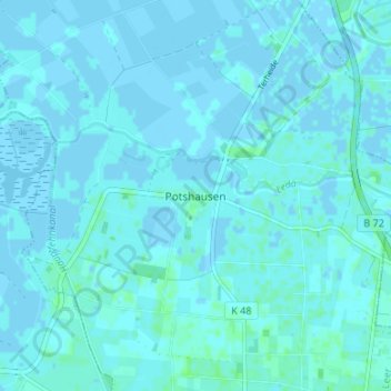 Potshausenの地形図、標高、地勢