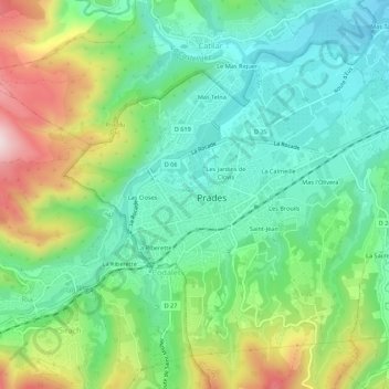 Le Quintarの地形図、標高、地勢