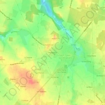 Montplaisirの地形図、標高、地勢