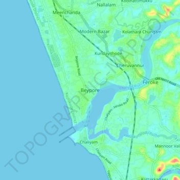 Beyporeの地形図、標高、地勢