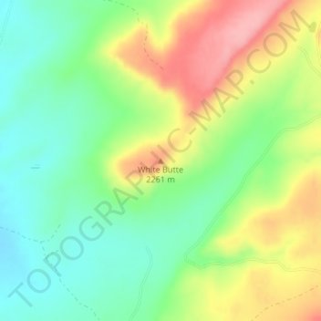 White Butteの地形図、標高、地勢