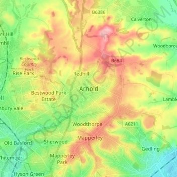 Arnoldの地形図、標高、地勢