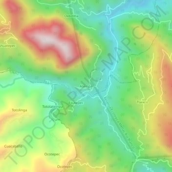 Atempaの地形図、標高、地勢