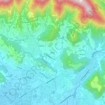 Canvaの地形図、標高、地勢