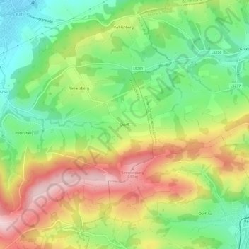 Dörflの地形図、標高、地勢