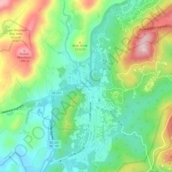 Linvilleの地形図、標高、地勢