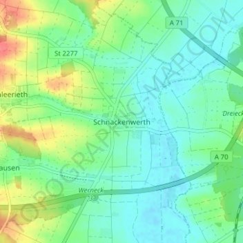 Schnackenwerthの地形図、標高、地勢