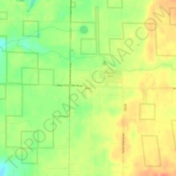 Ironsの地形図、標高、地勢