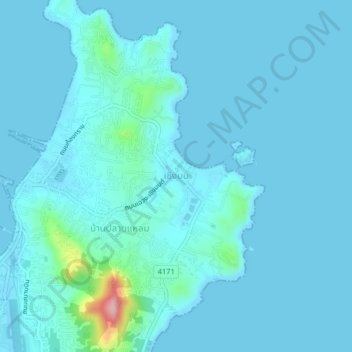 Choeng Monの地形図、標高、地勢