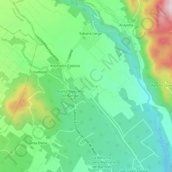 El Palenque Palotalの地形図、標高、地勢
