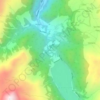 Scalottaの地形図、標高、地勢