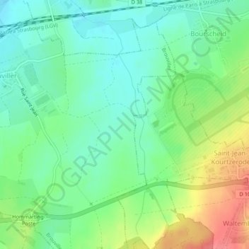 Grandvillerの地形図、標高、地勢