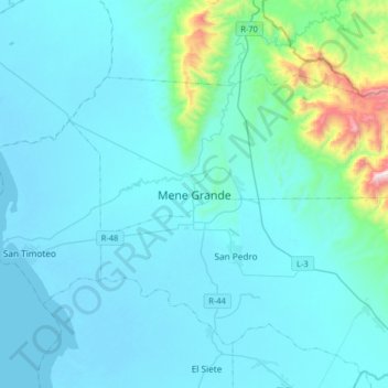 Mene Grandeの地形図、標高、地勢