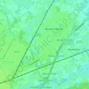 Enschotの地形図、標高、地勢
