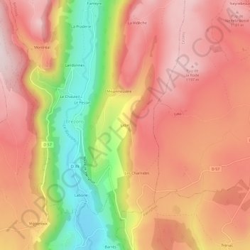Lidarの地形図、標高、地勢