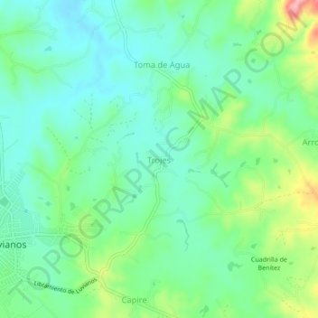 Trojesの地形図、標高、地勢
