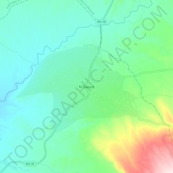 N'Gaousの地形図、標高、地勢