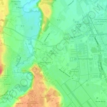 Berouxの地形図、標高、地勢