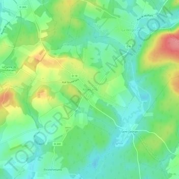 Athesansの地形図、標高、地勢