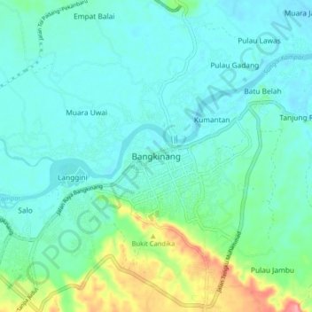 Bangkinangの地形図、標高、地勢