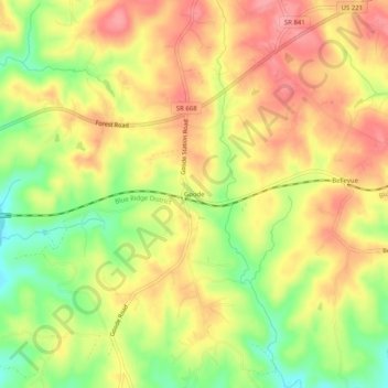 Goodeの地形図、標高、地勢