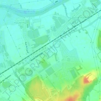 Retienneの地形図、標高、地勢