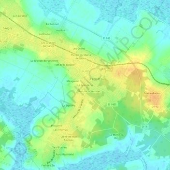 La Granderieの地形図、標高、地勢