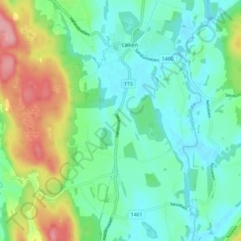 Skedsmoの地形図、標高、地勢