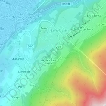 L'Échinalの地形図、標高、地勢