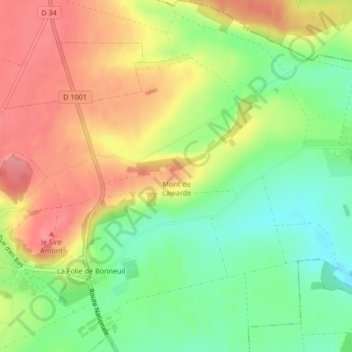 Mont de Lawardeの地形図、標高、地勢