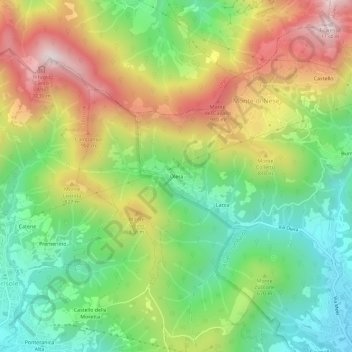 Oleraの地形図、標高、地勢