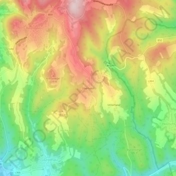 Oberhaselの地形図、標高、地勢