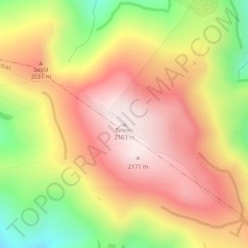 Telenoの地形図、標高、地勢