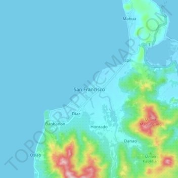 San Franciscoの地形図、標高、地勢