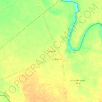 Chamizalの地形図、標高、地勢