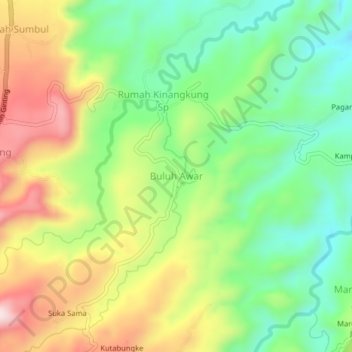 Buluh Awarの地形図、標高、地勢