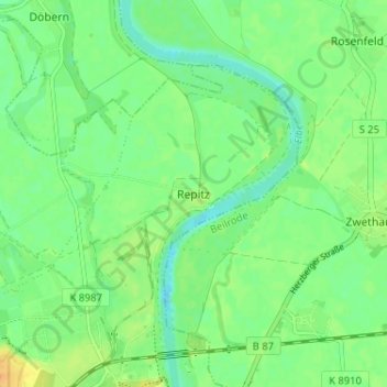 Repitzの地形図、標高、地勢