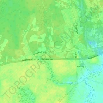 Hubertの地形図、標高、地勢