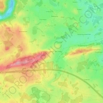 Höhenの地形図、標高、地勢