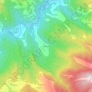 Gramizzolaの地形図、標高、地勢