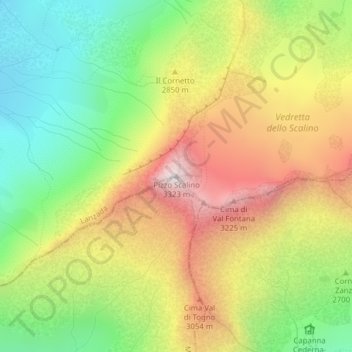 Pizzo Scalinoの地形図、標高、地勢