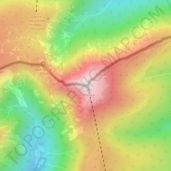 Schneekoppeの地形図、標高、地勢