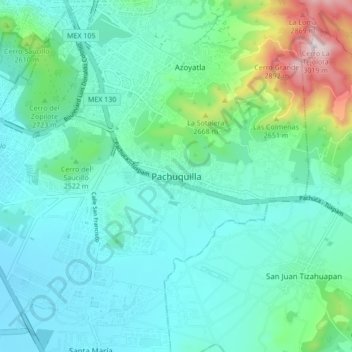 Pachuquillaの地形図、標高、地勢